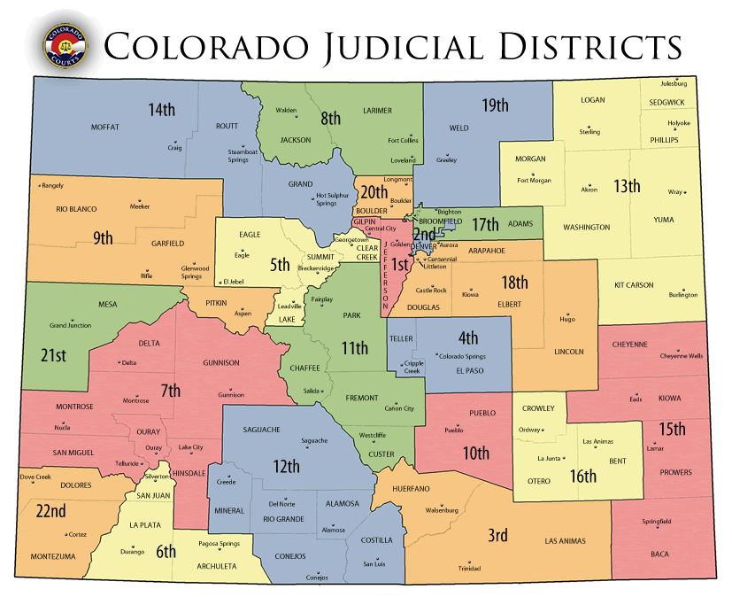 Do you need to find a court in Colorado? View this map of the judicial districts and their corresponding courts and counties in Colorado.